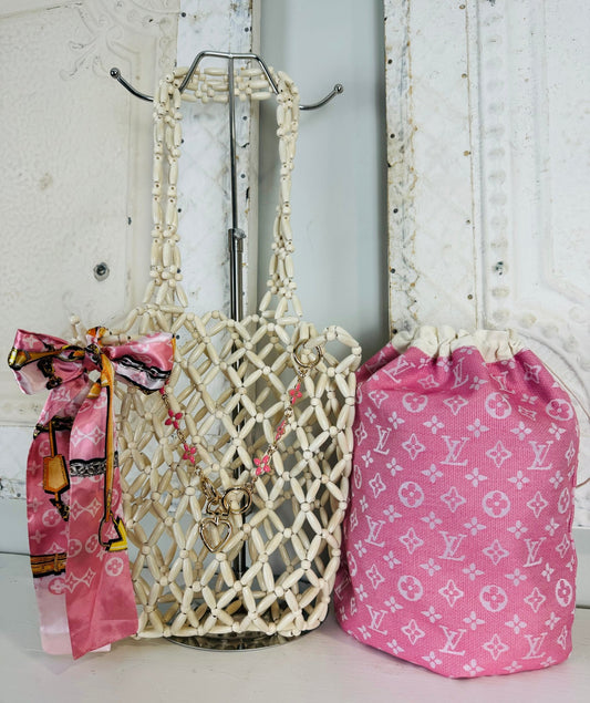 Serenity Beaded Sack Line - Pink - Jagged Leather