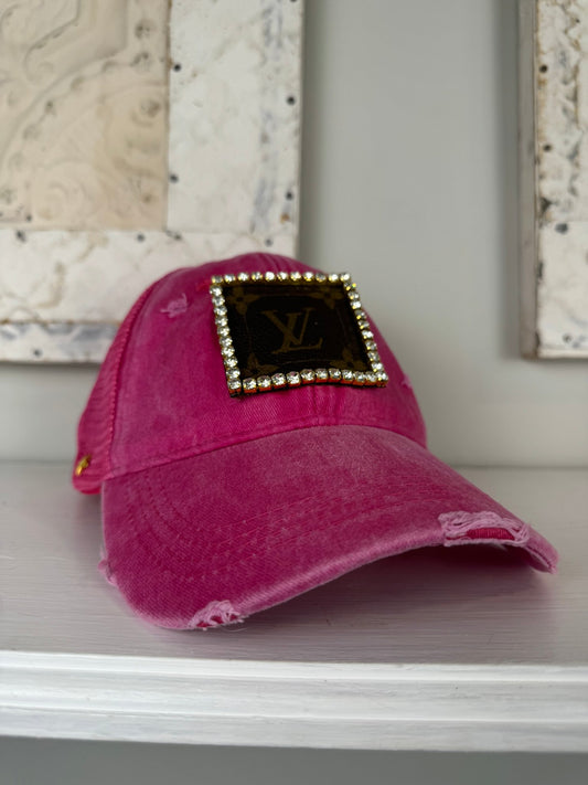 Trendy Tattered Collection: Distressed Denim Pink with jewels - Jagged Leather