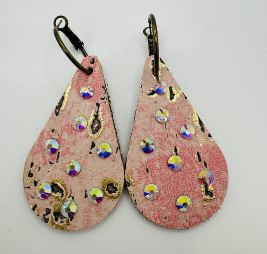 Blush Pink With Gold Splatter Earrings