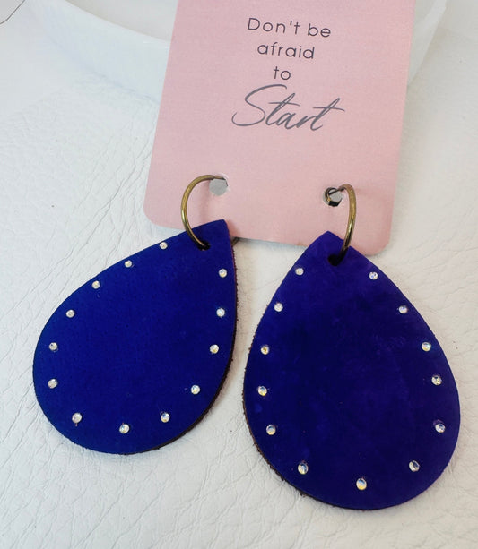 Unique Earrings: Purple Glam - Jagged Leather