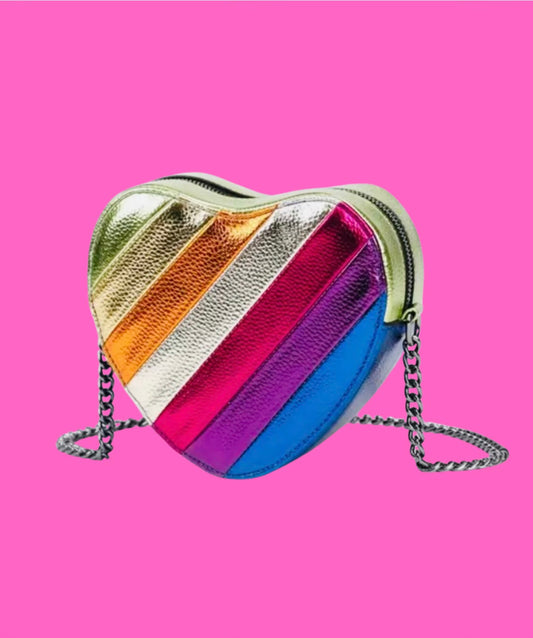 Metallic Prism Glow Heart Bag
