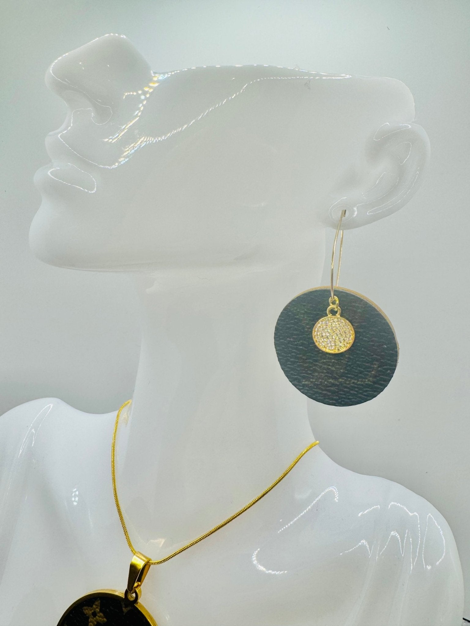 Authentic Recycled Designer Leather Earrings with gold accents - Jagged Leather