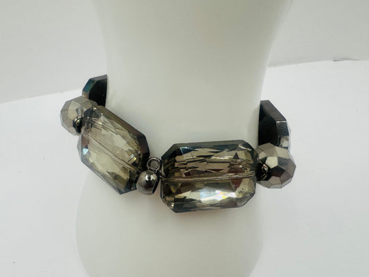 Silver Glass Beaded Bracelet