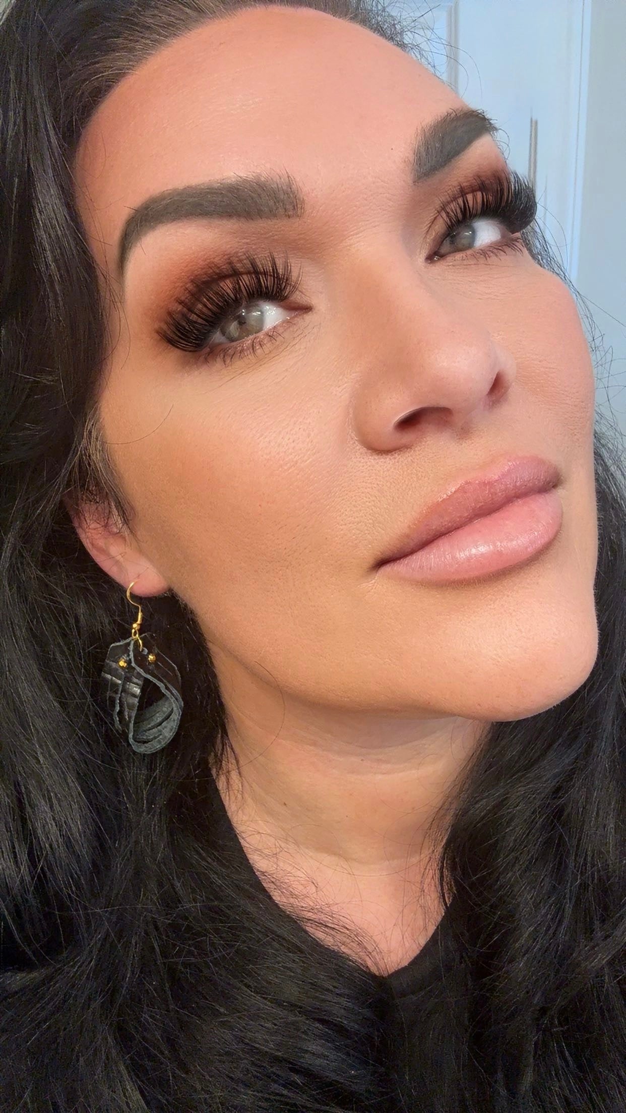 Unique Earrings: Stripe Tease - Black - Jagged Leather